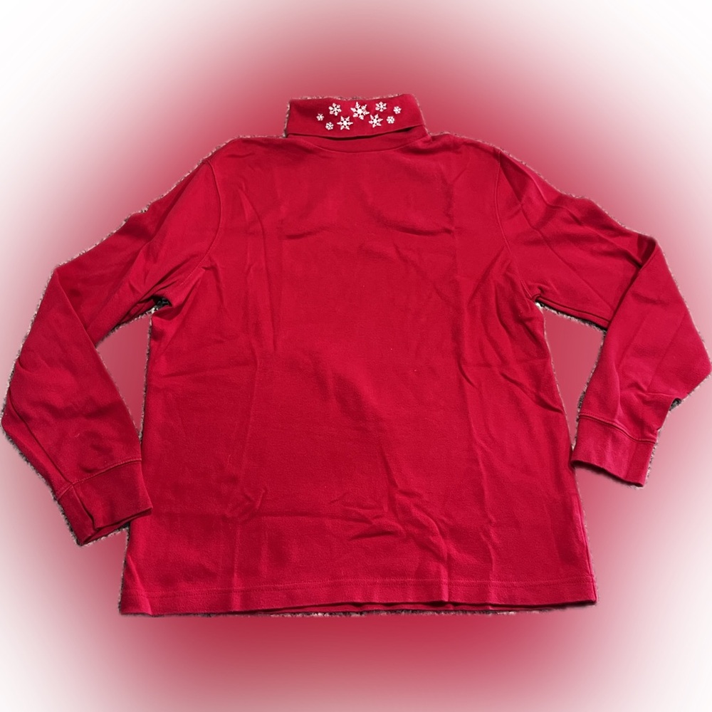 Croft & Barrow Women’s Red Snowflake Turtleneck Long Sleeve Shirt